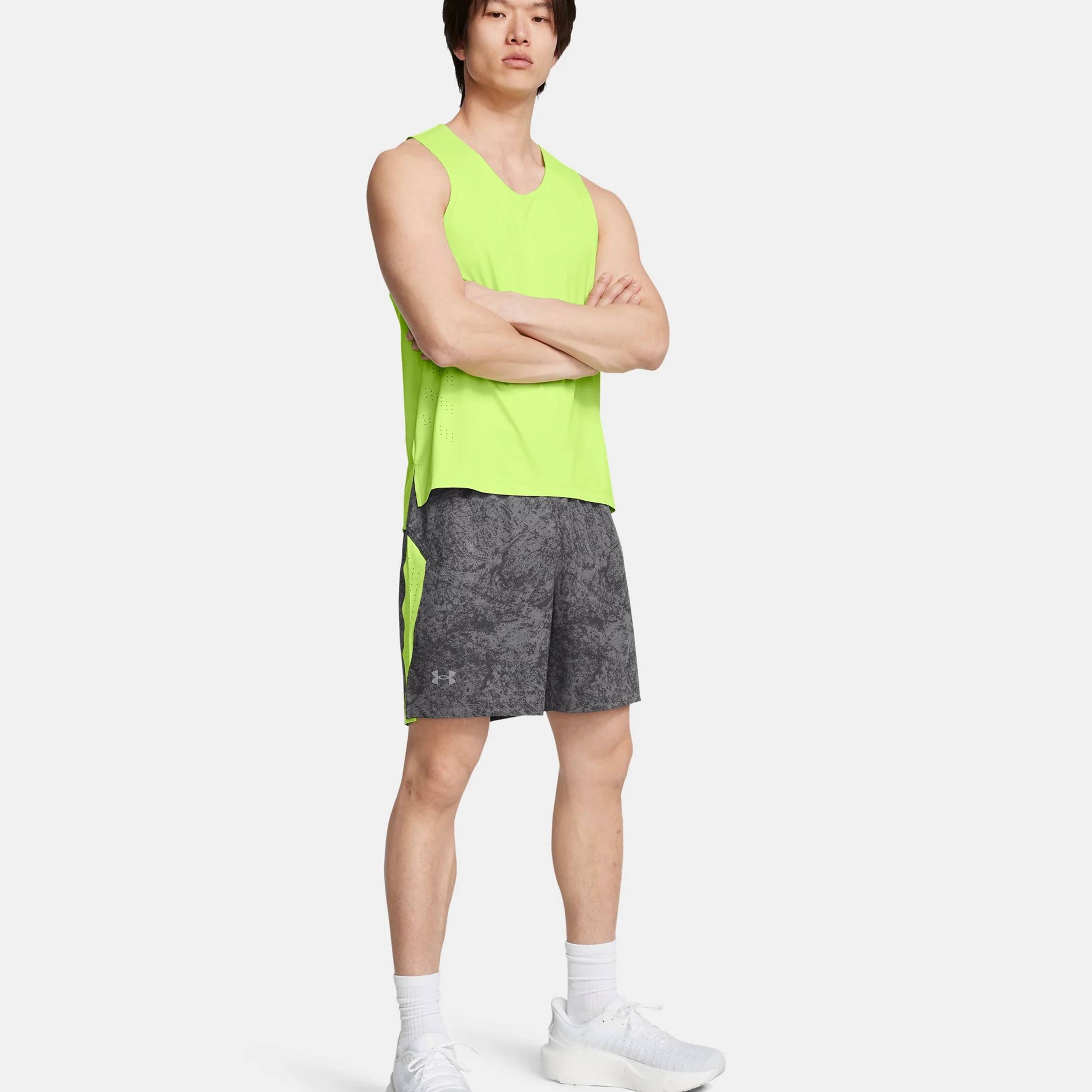 Launch Pro 7in Printed Laufshorts Herren-Grau,Grün - Image 5