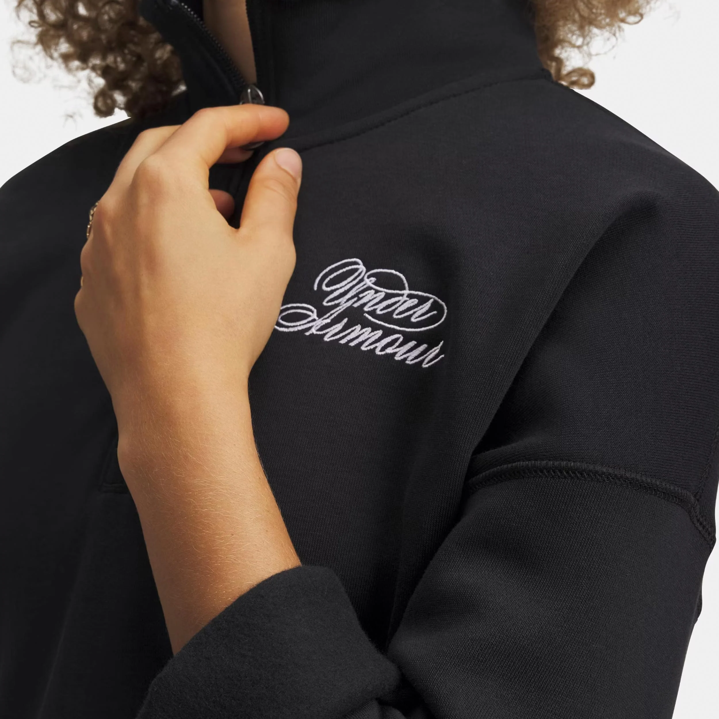 Rival Fleece Script Halfzip Sweatshirt Damen - schwarz, weiß - Image 3