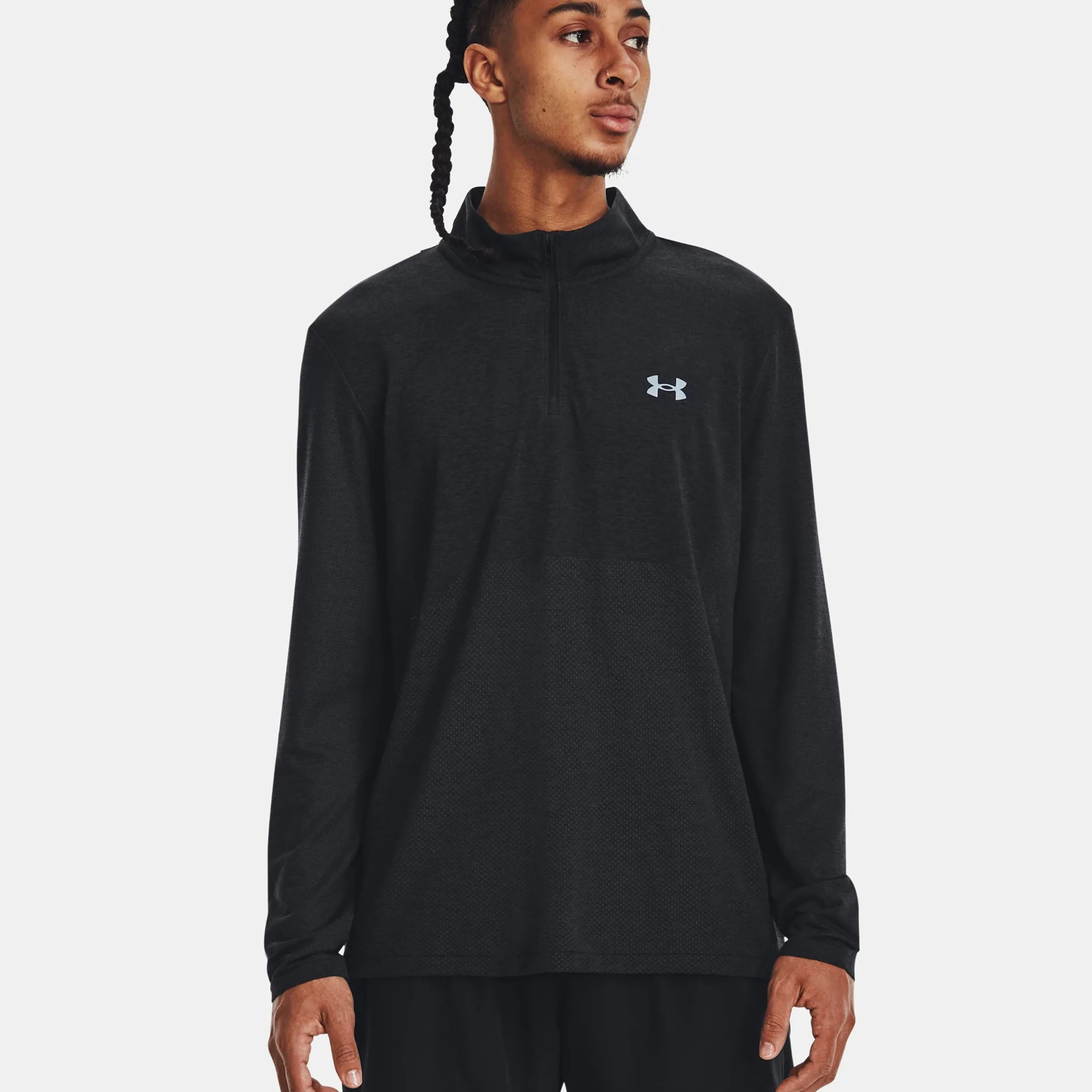 Seamless Stride 1/4 Zip Longsleeve Herren-Schwarz - Image 3