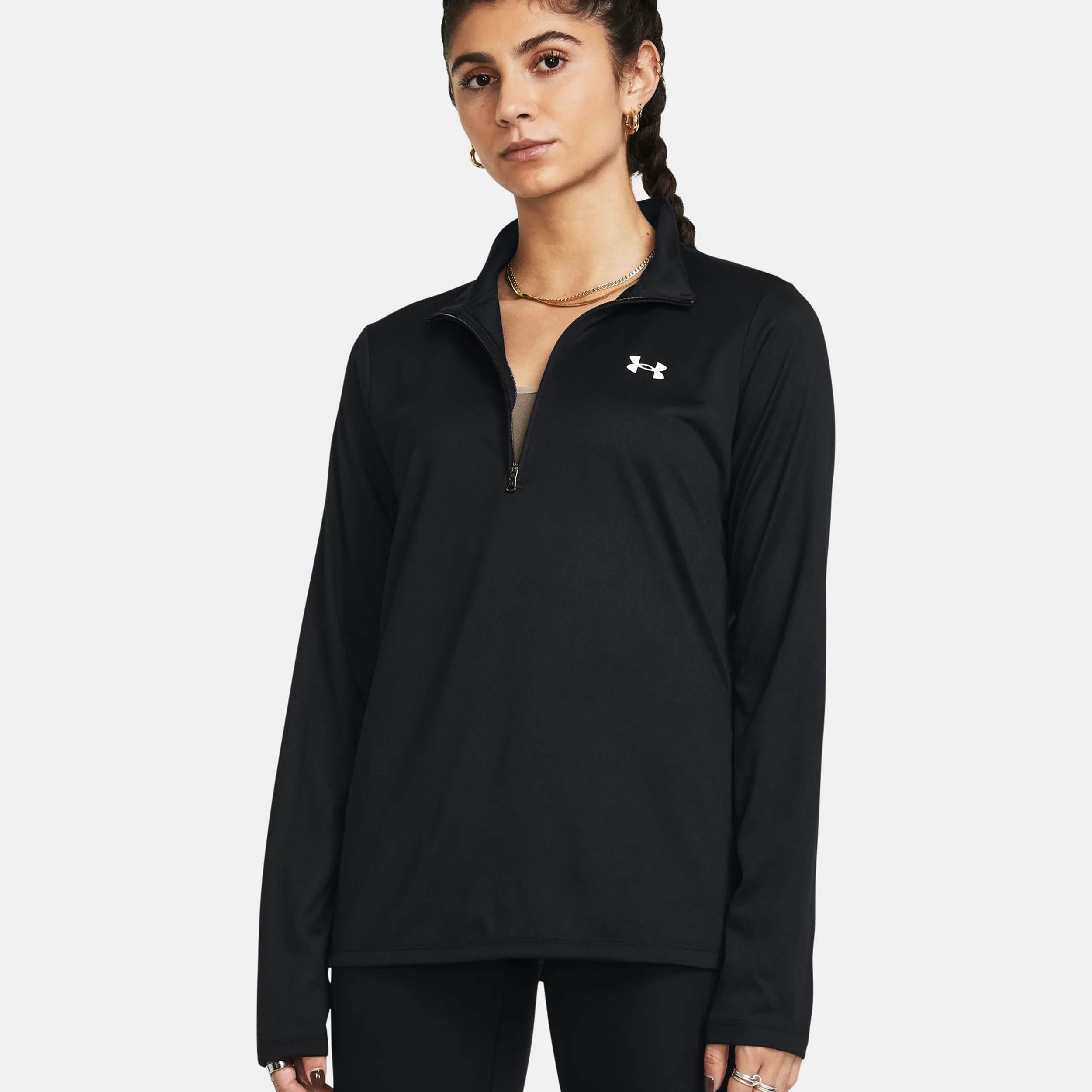 Tech 1/2 Zip Longsleeve Damen-Schwarz - Image 3