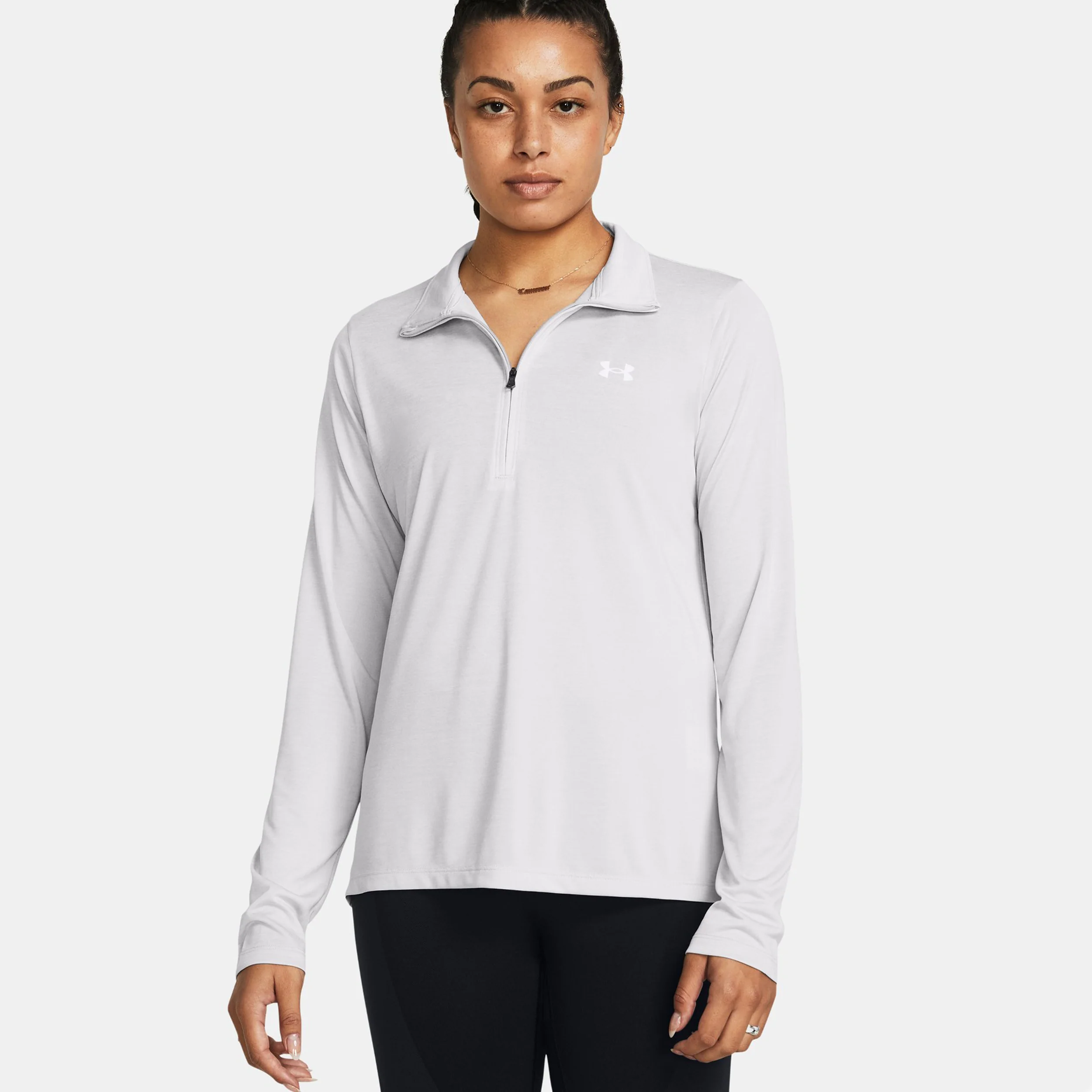 Tech Half-Zip Twist Longsleeve Damen-Grau - Image 3