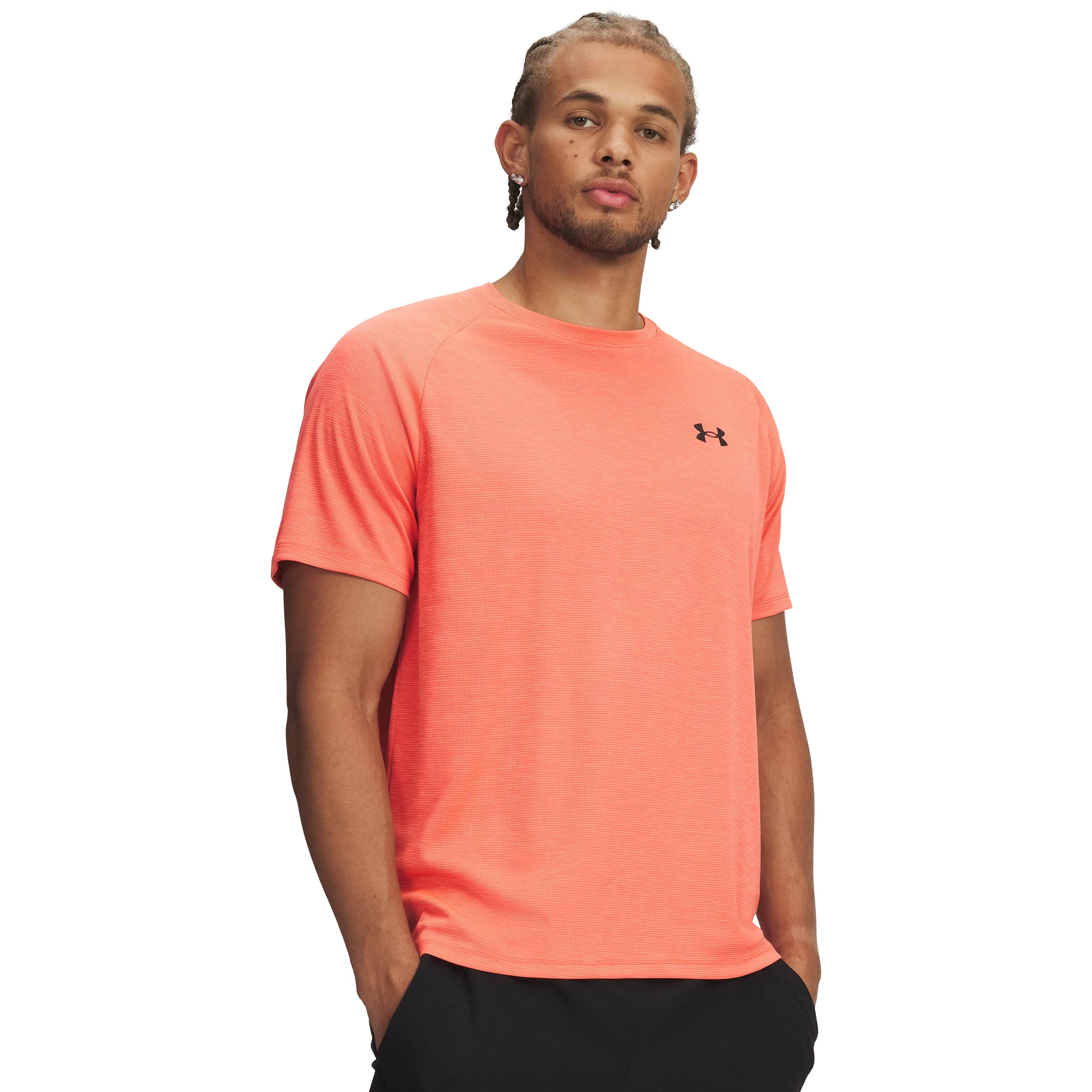 Tech Textured T-Shirt Herren-rot, schwarz