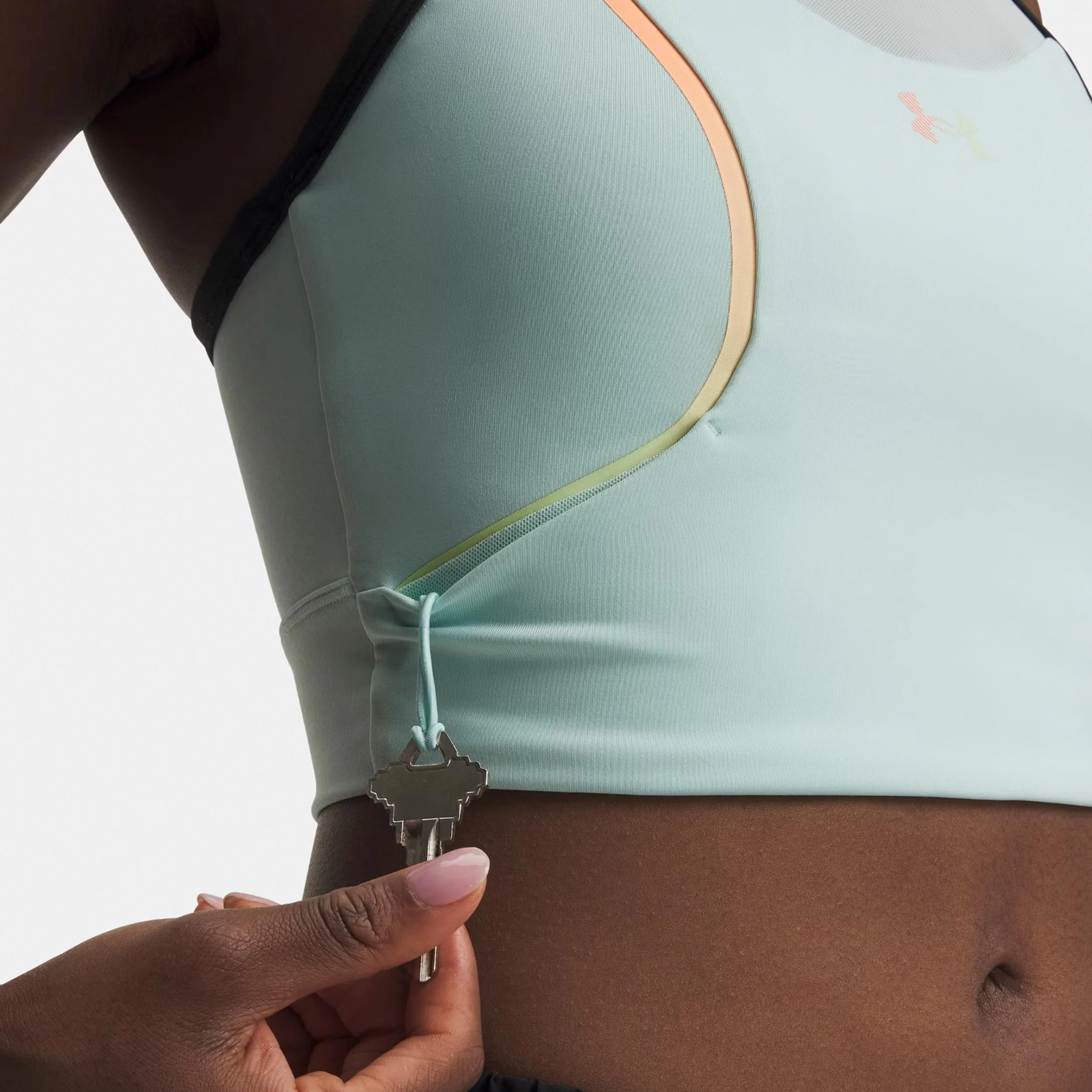 Velociti Elite Crop  Laufshirt Damen-mint, koralle - Image 3