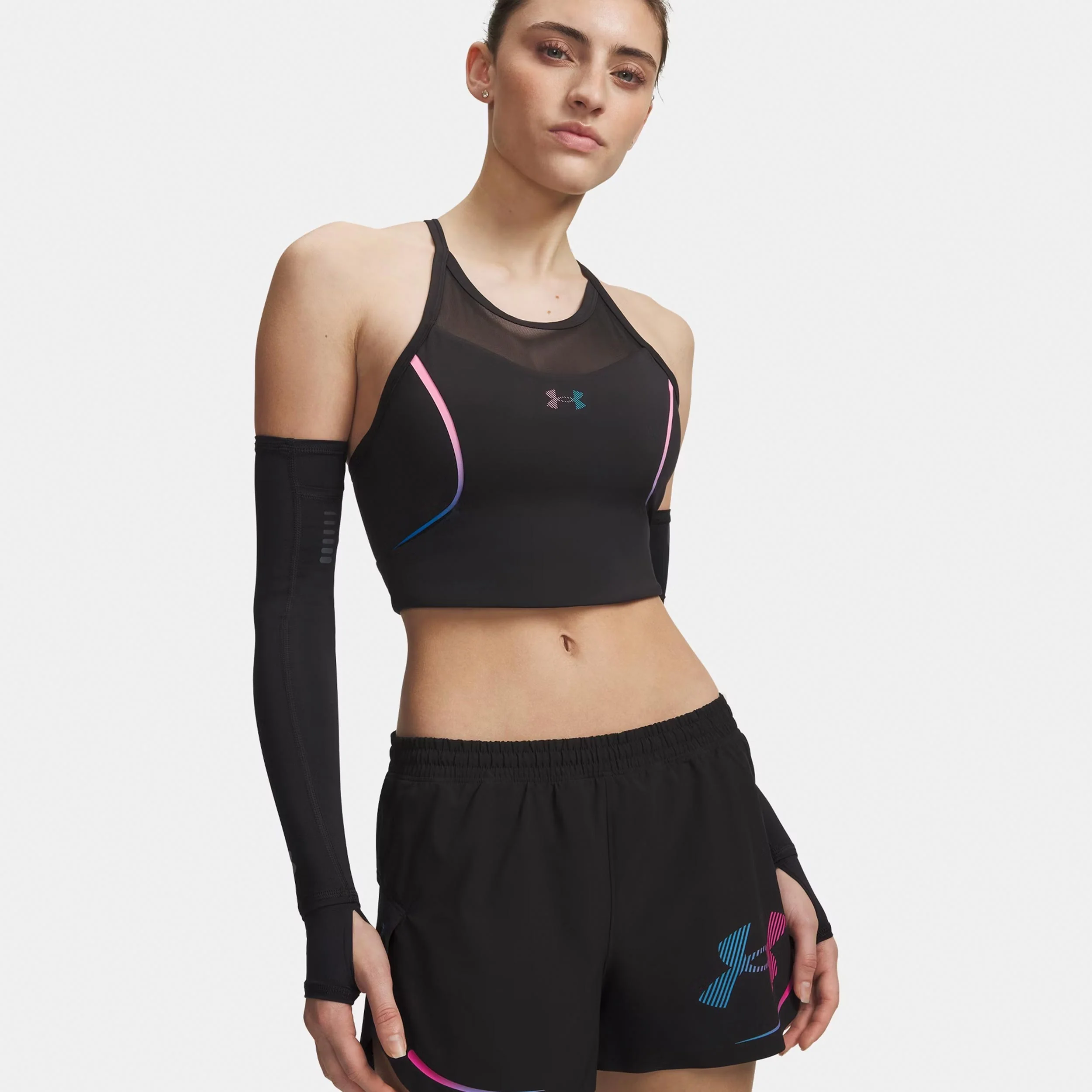 Velociti Elite Crop Laufshirt Damen-schwarz, pink