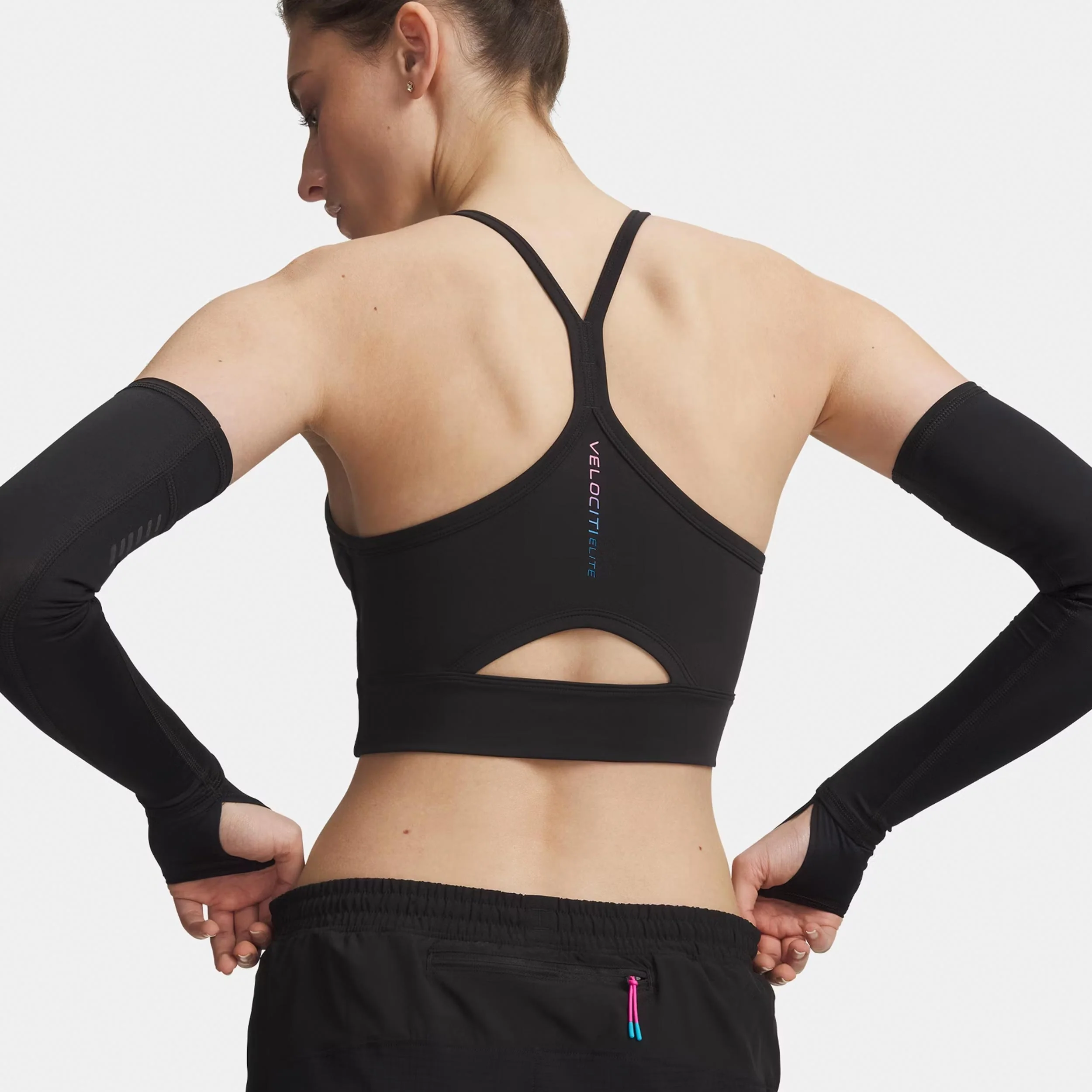 Velociti Elite Crop Laufshirt Damen-schwarz, pink - Image 2