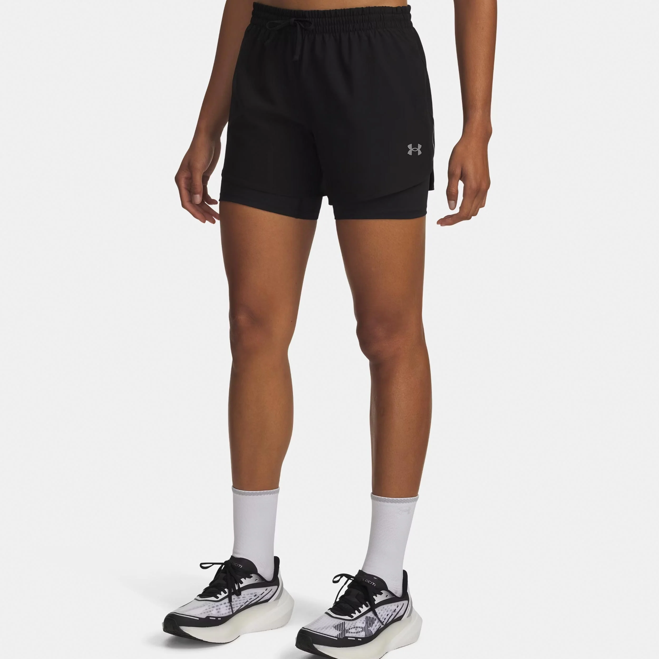 Velociti Pro 6in 2n1 Laufshorts Damen-schwarz, silber