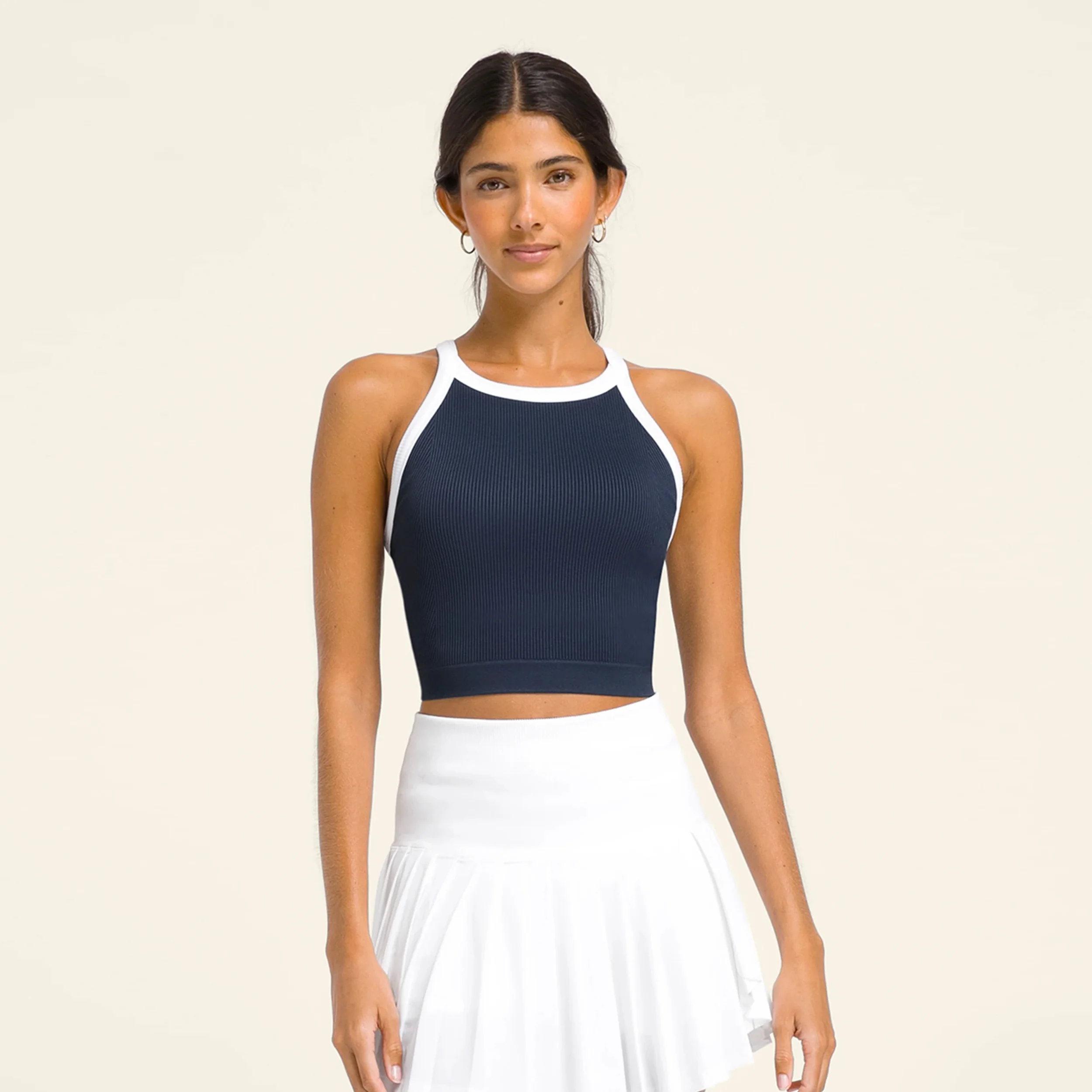 On The Daily Brami Tank-Top Damen-Dunkelblau,Weiß - Image 4