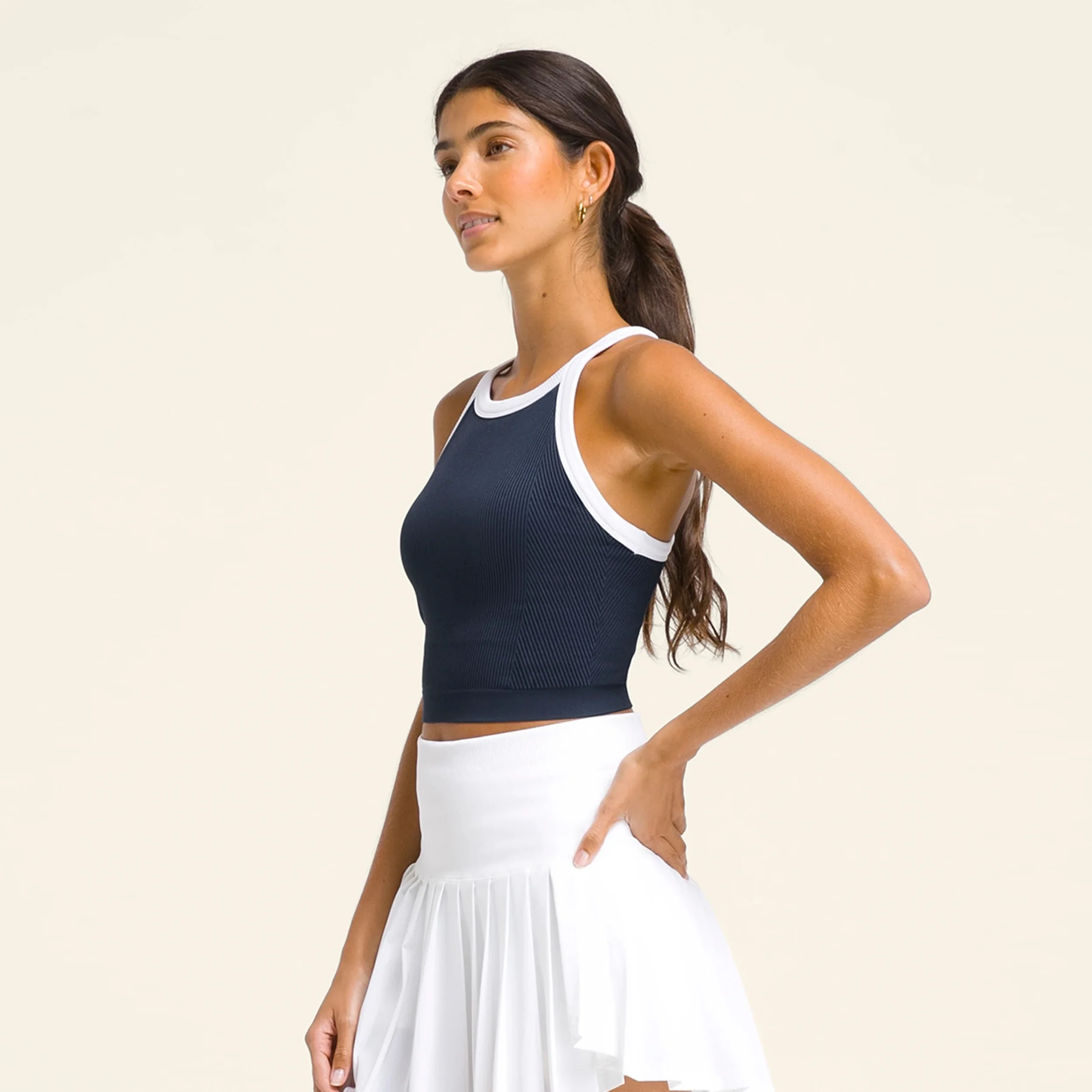 On The Daily Brami Tank-Top Damen-Dunkelblau,Weiß - Image 6