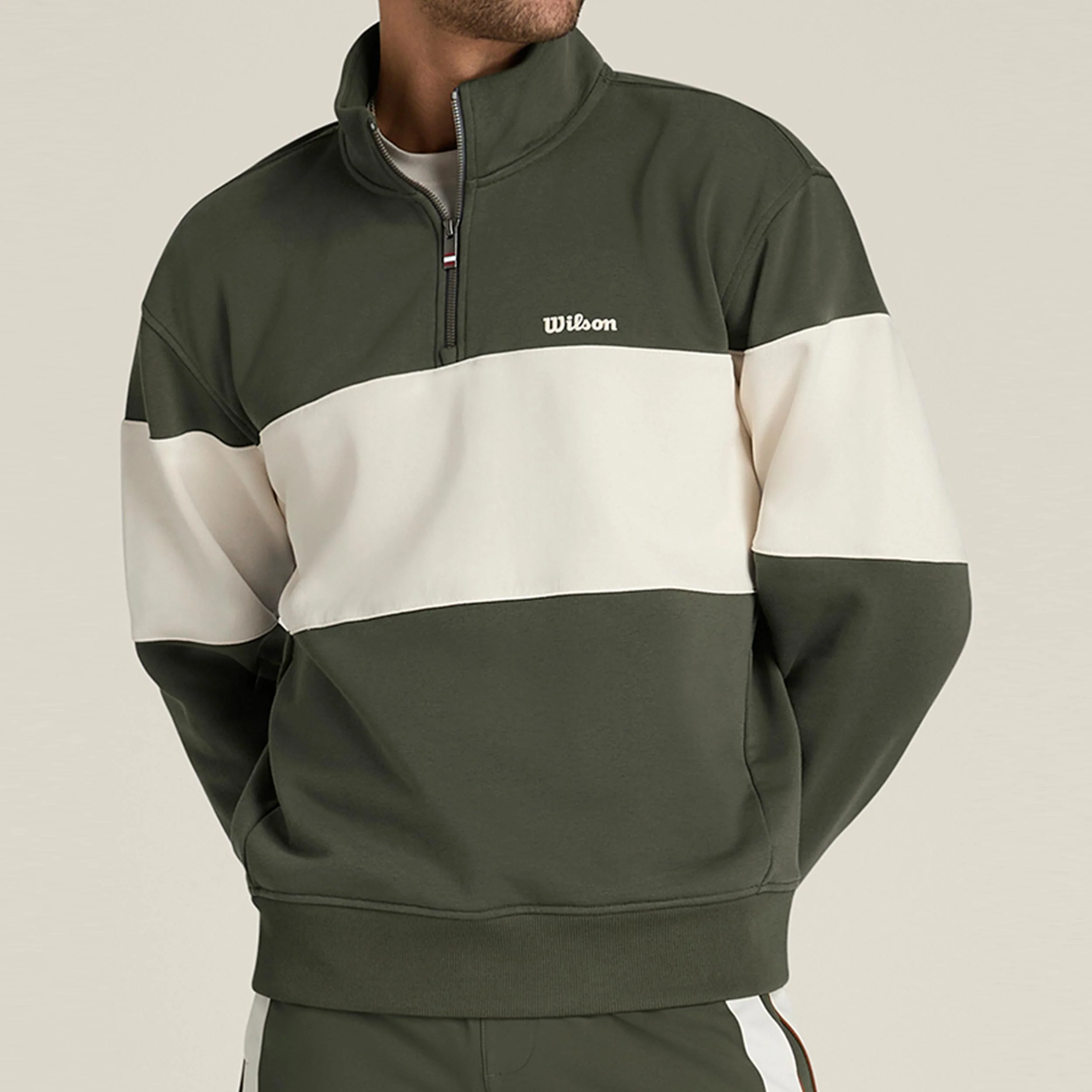 Playstate French Terry 1/2 Zip Sweatshirt Herren-dunkelgrün, sand