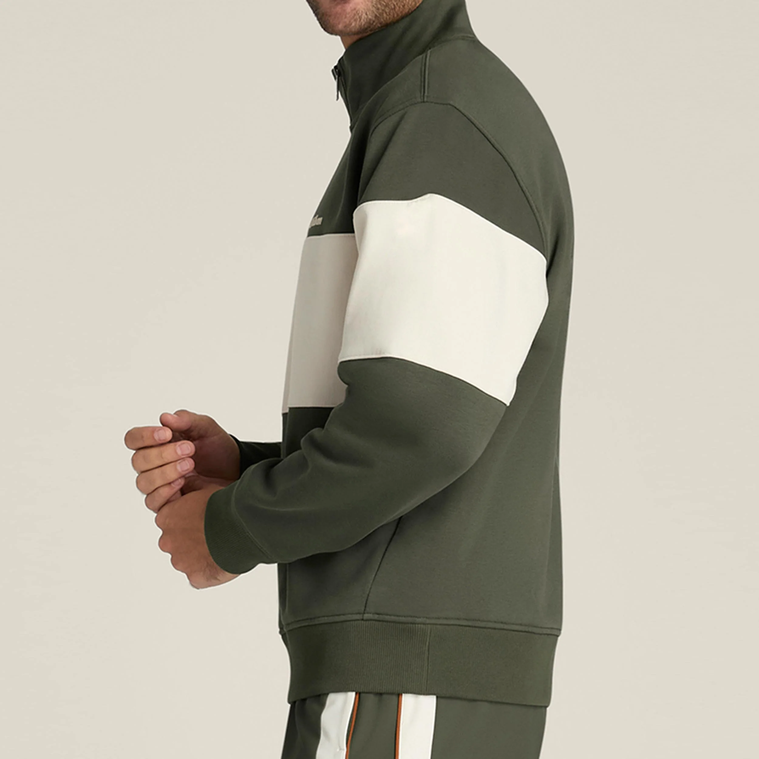 Playstate French Terry 1/2 Zip Sweatshirt Herren-dunkelgrün, sand - Image 3