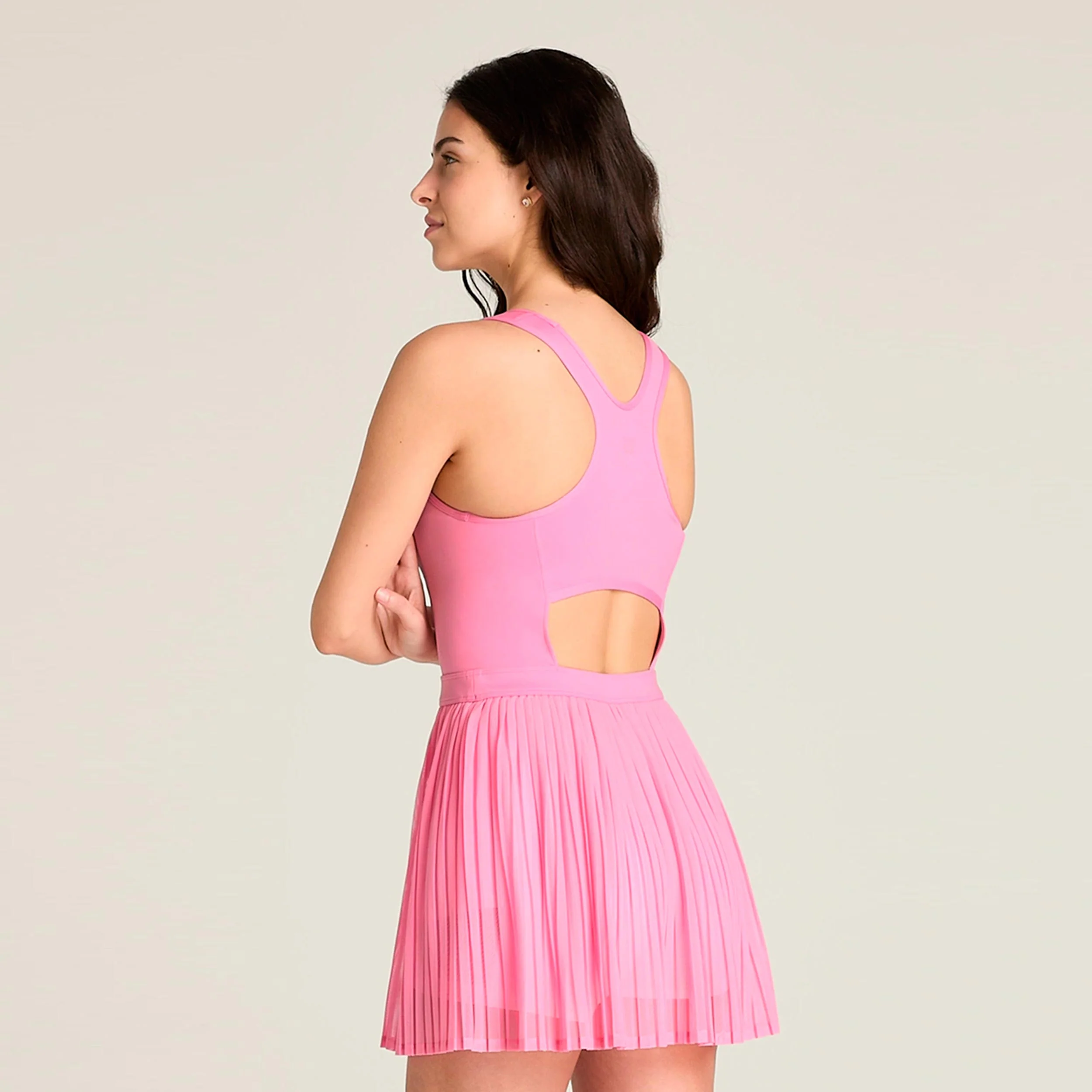 Pleated Mesh Kleid Damen-rosa - Image 2