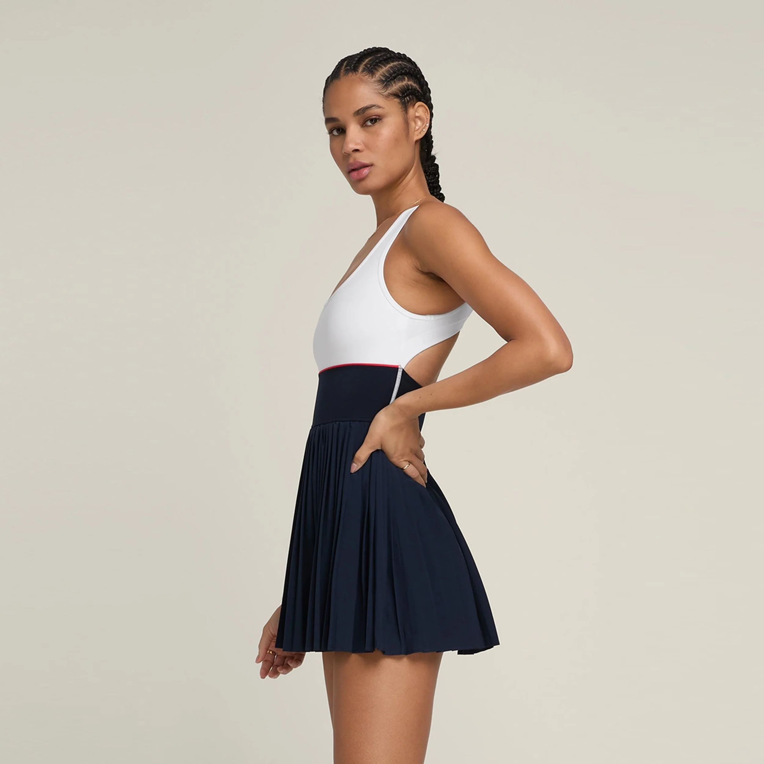 Sportif Kleid Damen-Dunkelblau - Image 3