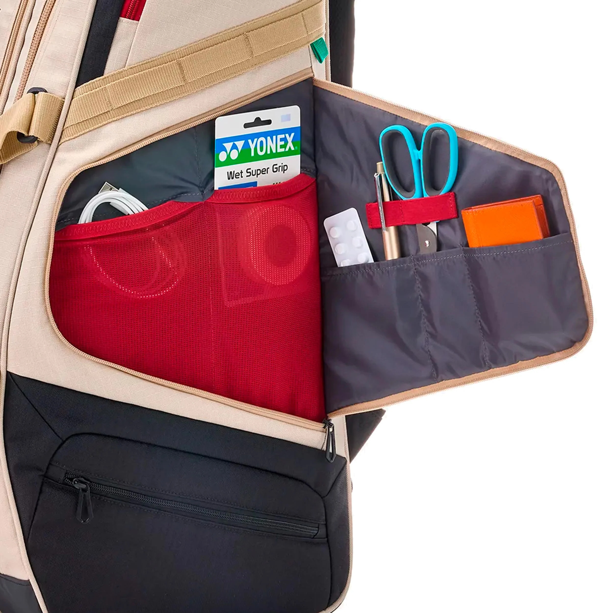 Gearlogic Raquet Bag Schlägertasche -beige, schwarz - Image 9